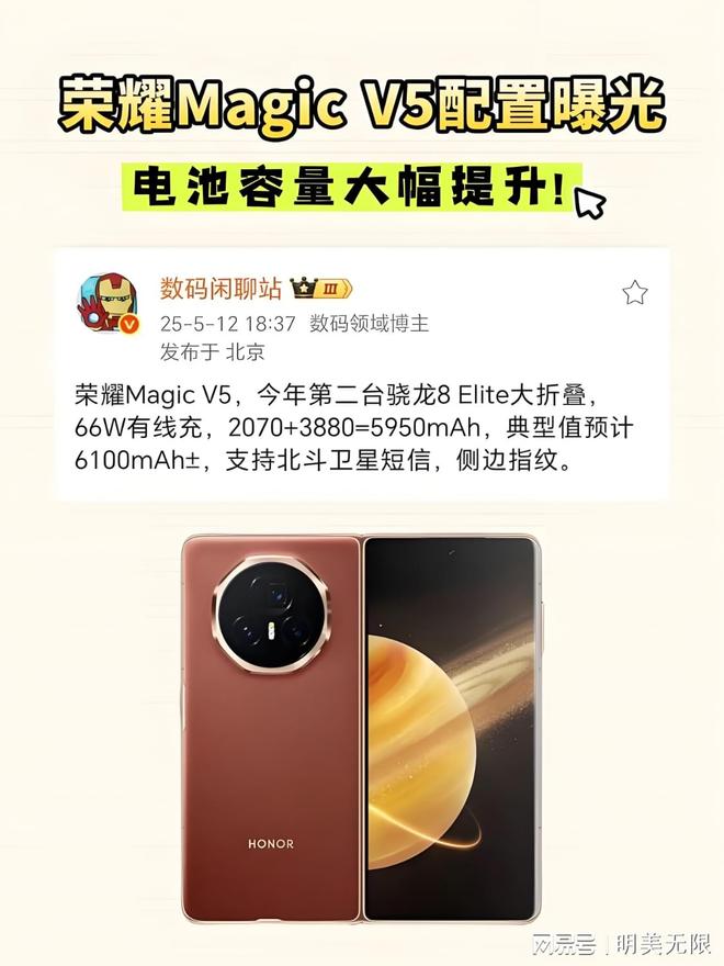 5太狠了最薄机身+满血旗舰芯！瓦力娱乐棋牌荣耀Magic V(图3)